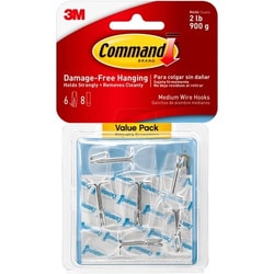 Enterprise Technology Solutions&nbsp;3M  Clear Hooks and Strips, Medium, Plastic, 2 lb Capacity, 6 Hooks and 8 Strips/Pack