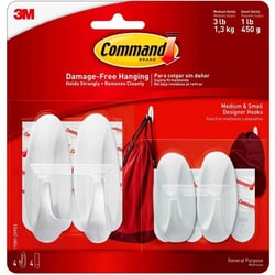 Enterprise Technology Solutions&nbsp;3M  Hooks w/Adhesive Strips, Med/Sm, Hold 1lb & 3lb, 4/PK, WE