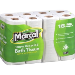 Enterprise Technology Solutions&nbsp;Marcal Paper Mills, Inc  Bathroom Tissue, 2-Ply, 168 Sheets/Roll, 16 Rolls/PK, White