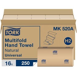 Enterprise Technology Solutions&nbsp;TORK  Hand Towel, 1-Ply, Multifold, 250/PK, 16PK/CT, Nature