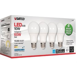 Enterprise Technology Solutions&nbsp;Satco Products, Inc.  Bulb,LED,A19,10W,5000K,NaturalLight,4/PK