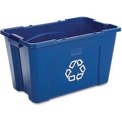 Enterprise Technology Solutions&nbsp;Rubbermaid Commercial Products  Recycle Bin, Stacking, Poly, Rectangular, 18 Gal, 6/CT, Blue