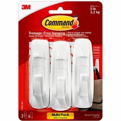 Enterprise Technology Solutions&nbsp;3M  Utility Hooks, w/ 6 Adhesive Strips, Large, 3/PK, White