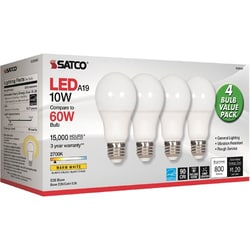 Enterprise Technology Solutions&nbsp;Satco Products, Inc.  Bulb,LED,A19,10W,2700K,WarmWhite,4/PK