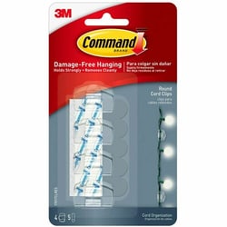 Enterprise Technology Solutions&nbsp;3M  Cord Clips, Round, w/5 Adhesive Strips, 4 Clips/PK, Clear
