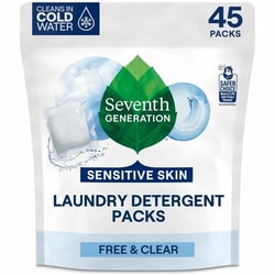 Enterprise Technology Solutions&nbsp;Seventh Generation  Laundry Detergent Packs, Free & Clear 45/PK, White