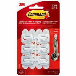 Enterprise Technology Solutions&nbsp;3M  Command Hooks,Mini,1/2lb Cap,6 Hooks/8 Strips,6/PK,WE
