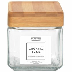 Enterprise Technology Solutions&nbsp;Tampon Tribe  Jars,f/Feminine Pads/Panty Liners,Glass,Bamboo Lids,4/CT
