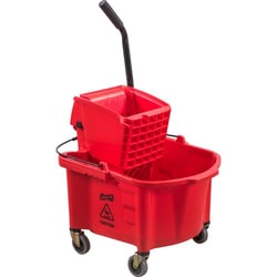 Enterprise Technology Solutions&nbsp;Genuine Joe  Mop Bucket/Wringer Combo, Splash Guard, 26qt., Red