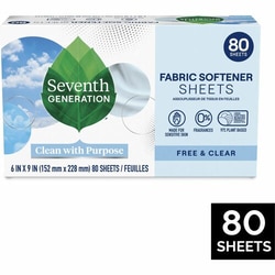 Enterprise Technology Solutions&nbsp;Seventh Generation  Laundry Dryer Sheets, Free&Clear, 80/BX, White