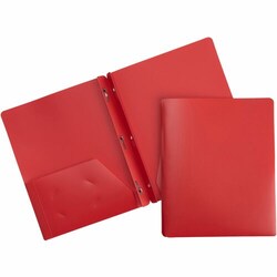 Enterprise Technology Solutions&nbsp;Business Source  Poly Portfolio, 3-Prong, 2 Pockets, Letter-size, Red