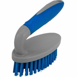 Enterprise Technology Solutions&nbsp;Genuine Joe  Scrub Brush, Ergo Handle, PET Bristles, 6/CT, Blue/Gray