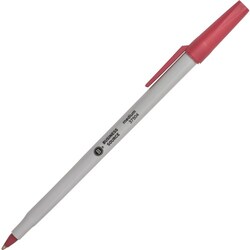Enterprise Technology Solutions&nbsp;Business Source  Ballpoint Stick Pens, Med Pt, Lt Gray Barrel/ Red Ink
