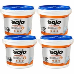 Enterprise Technology Solutions&nbsp;Gojo  Wet Towels, Citrus, 130/Bucket, 4/CT, Blue