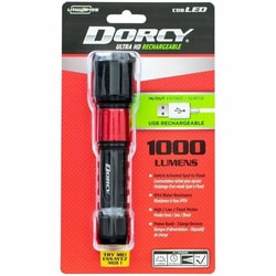Enterprise Technology Solutions&nbsp;Dorcy Intl.  Flashlight,UltraHD,LED,USB-Rechargeable,215Meters,2000mAh,3Settings,PowerBank,Aluminum,Black/Red