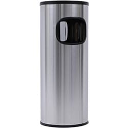 Enterprise Technology Solutions&nbsp;Genuine Joe  Waste Receptacle,w/Ashtray,Fire-Safe,3 Gal,Stainless Steel