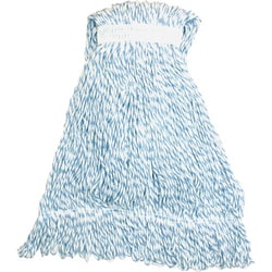Enterprise Technology Solutions&nbsp;Genuine Joe  Large Striped Rayon Finish Mop, 21oz., Blue/White
