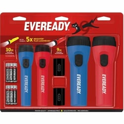 Enterprise Technology Solutions&nbsp;Eveready Battery Co Inc  Flashlight MultiPack,LED,2 Standard/2 Slim,Blue/Red