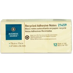 Enterprise Technology Solutions&nbsp;Business Source  Adhesive Note Pads, Recycled 1-7/8