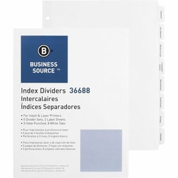 Enterprise Technology Solutions&nbsp;Business Source  Index Dividers, 3HP, 8-Tab, 5 ST/PK, 11
