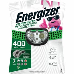 Enterprise Technology Solutions&nbsp;Eveready Battery Co Inc  Headlamp, LED, Rechargeable, 400 Lumens, 80m, Black
