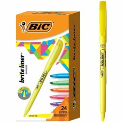 Enterprise Technology Solutions&nbsp;Bic  Pocket Highlighter, Chisel Tip, 24/ST, Assorted