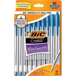 Enterprise Technology Solutions&nbsp;Bic  Stic Ballpoint Pen,Medium Point,10/PK,Blue Ink/Clear Barrel