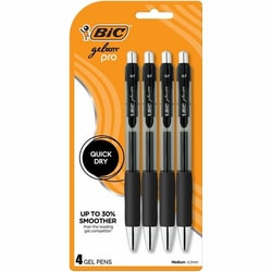 Enterprise Technology Solutions&nbsp;Bic  Pen,Gelocity Pro,Retractable,Medium,0.7mm,4/PK,Black