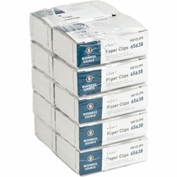 Enterprise Technology Solutions&nbsp;Business Source  Paper Clips,Size 1,Regular,.033 Wire Gauge,100/BX,10BX/PK,SR