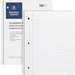 Enterprise Technology Solutions&nbsp;Business Source  Wirebound Notebooks,3-Hole,Colg Rule,8-1/2
