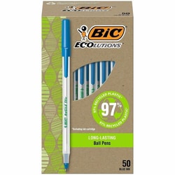 Enterprise Technology Solutions&nbsp;Bic  Pen,Ballpoint,Stick,1.0mm,50/BX,Semi-CL Barrel/Blue Ink