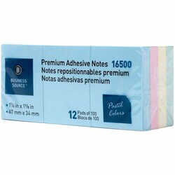 Enterprise Technology Solutions&nbsp;Business Source  Adhesive Notes,Plain,1-1/2