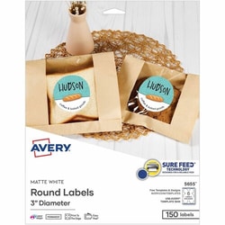 Enterprise Technology Solutions&nbsp;Avery  Labels,Round,SureFeed,EasyPeel,Inkjet&Laser,3