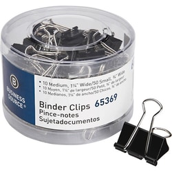 Enterprise Technology Solutions&nbsp;Business Source  Binder Clips, SM/MD, 60/PK, Black