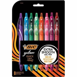 Enterprise Technology Solutions&nbsp;Bic  Pens, Gel, Quick-Dry, 0.7mm Point, 8/PK, Assorted