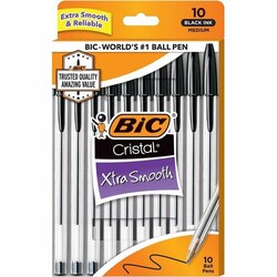 Enterprise Technology Solutions&nbsp;Bic  Stic Ballpoint Pen,Medium Point,10/PK,Black Ink/Clear Barrel