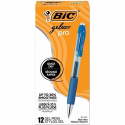 Enterprise Technology Solutions&nbsp;Bic  Pen,Gelocity Pro,Retractable,Medium,0.7mm,1 Dozen,Blue