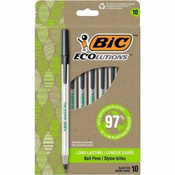 Enterprise Technology Solutions&nbsp;Bic  Pen,Ballpoint,Stick,1.0mm,10/PK,Semi-CL Barrel/Black Ink