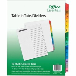 Enterprise Technology Solutions&nbsp;Avery  Index Dividers, w/TOC, 1-15 Tab, Ltr, 1 Set, Multicolor