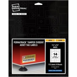 Enterprise Technology Solutions&nbsp;Avery  Asset Tag, Tamper-proof, Laser, 1-1/4