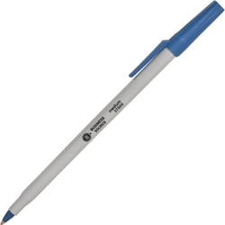 Enterprise Technology Solutions&nbsp;Business Source  Ballpoint Stick Pens, Med Pt, Lt Gray Barrel/ Blue Ink
