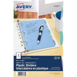 Enterprise Technology Solutions&nbsp;Avery  Write On Dividers,PlAssortedic,5-Tabs,7HP,8-1/2