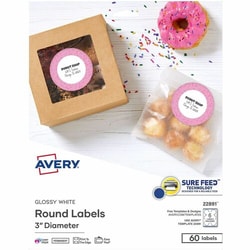 Enterprise Technology Solutions&nbsp;Avery  Labels,Round,Glossy,Easy Peel,Sure Feed,3