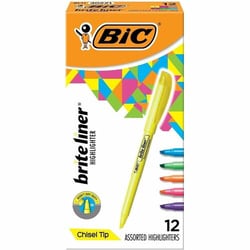 Enterprise Technology Solutions&nbsp;Bic  Highlighters,w/Pocket Clip,Chisel Point,Nontoxic,12/BX,Asst.