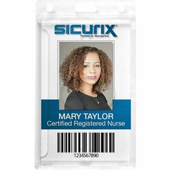 Enterprise Technology Solutions&nbsp;Baumgartens  Rigid PC Badge Holder, Vertical, 25/PK, Clear