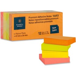 Enterprise Technology Solutions&nbsp;Business Source  Adhesive Notes,Plain,1-1/2