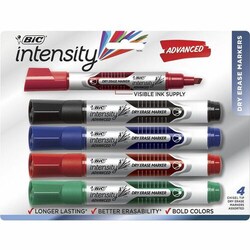 Enterprise Technology Solutions&nbsp;Bic  Markers, Dry-erase, Low Odor, Chisel Point, 4/ST, AST