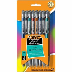 Enterprise Technology Solutions&nbsp;Bic  Mechanical Pencils, w/Pocket Clip, .5mm, 24/PK, Assorted