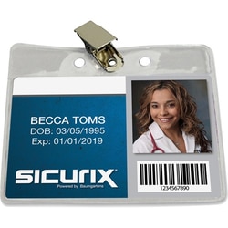 Enterprise Technology Solutions&nbsp;Baumgartens  Badge Holder,Clip,Horizontal,Vinyl,2-1/2