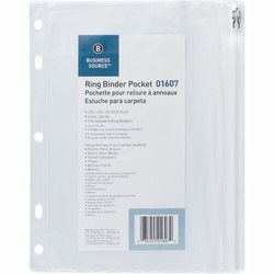 Enterprise Technology Solutions&nbsp;Business Source  Ring Binder Pocket,w/Zipper,Plastic,7HP,10